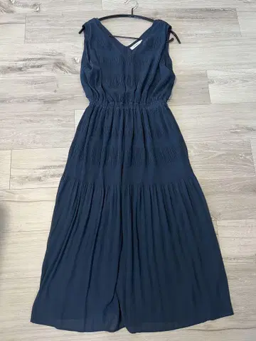 moussy 쉬폰 개더 원피스 네이비