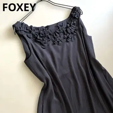 FOXEY 코사지 슬리브리스 원피스 40 꽃 장식 레어 폭시