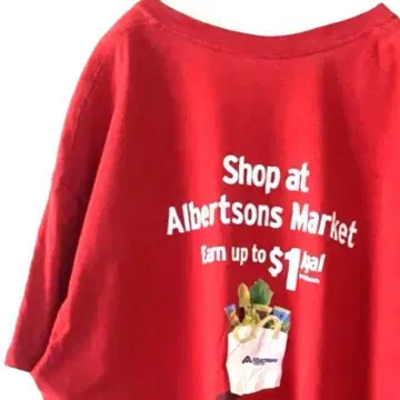 Shop Albertsons 마켓 티셔츠 레드 빨간색 구제 의류