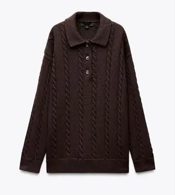 ZARA 케이블 니트 폴로 스웨터 M 사이즈 택 포함 미사용 새상품