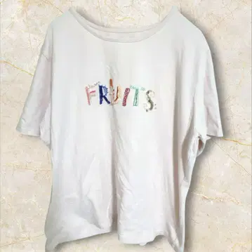 [레스피기] 티셔츠 FRUITS 스팽글 반팔 신축성 옅은 핑크