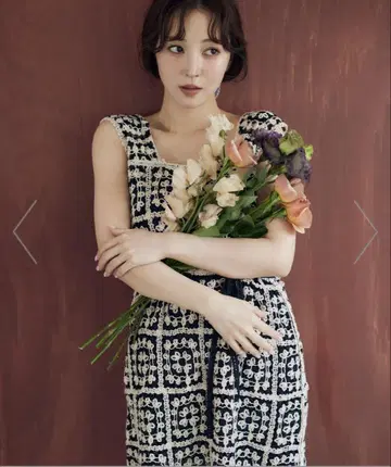 mystywoman 크로셰 롱 슬리브리스 원피스 믹스