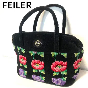 FEILER 페일러 핸드백 꽃무늬 블랙 자립