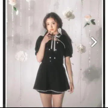 BUBBLES 오픈 넥 리본 셋업 블랙