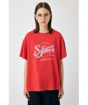 MOUSSY SUNCREST JAM 티셔츠 레드 빈티지 셔츠