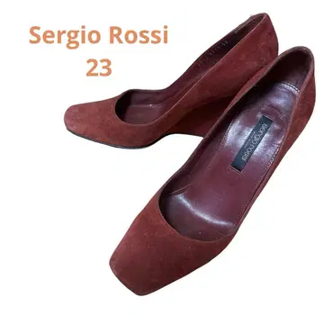 Sergio Rossi 빨간색 스웨이드 오픈토 웨지힐 23cm