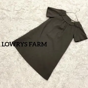 로리즈팜 미니 원피스 백 버튼 디자인 플레어 레트로 귀여움