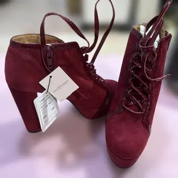 JILL STUART 버건디 스웨이드 부티