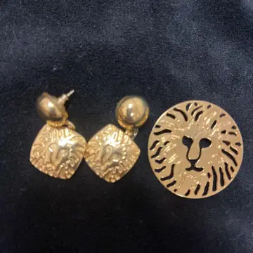 앤클라인 브로치 귀걸이 라이온 미사용 ANNE KLEIN 파우치 포함
