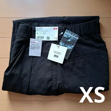 UNIQLO 콩트와르 데 코토니에 린넨 블렌드 배럴 레그 팬츠 XS 블랙