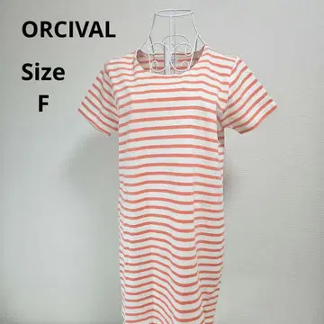 [인기 ORCIVAL] 화이트 오렌지 보더 원피스 사이즈 F