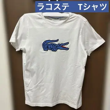 [새상품급] 라코스테 LACOSTE 파랑 와니 빅 로고 자수 티셔츠