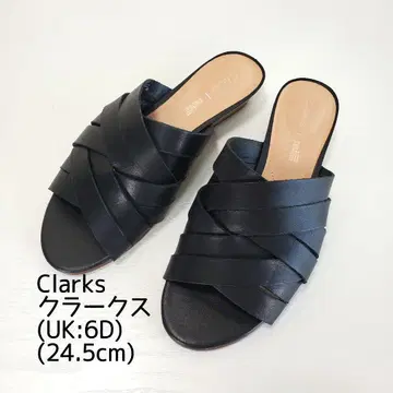 Clarks 클락스 천연 가죽 뜨개질 샌들 웨지솔 24.5