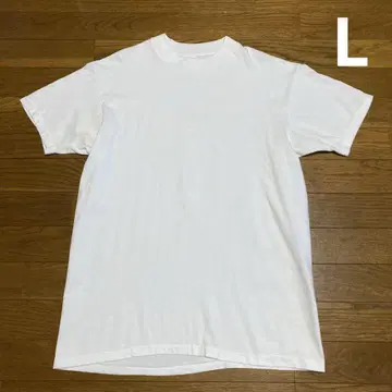 80s 90s Hanes 무지 티셔츠 L 화이트 코튼 싱글 스티치