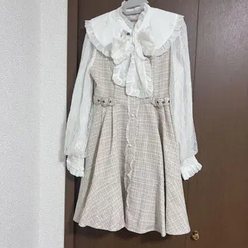ROJITA 체크 무늬 미니 원피스 긴팔