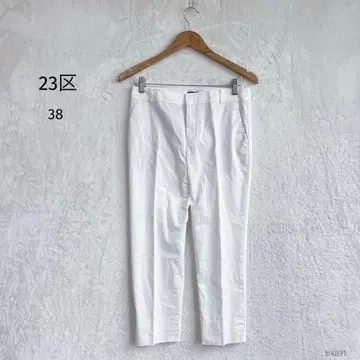 23KU 앵클 팬츠 [38] 화이트 냉감 신축 센터 프레스