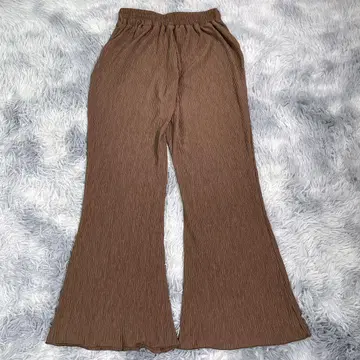 Lutique [ M ] 플리츠 이지 팬츠 브라운 여성용 얇은 소재