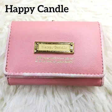 Happy Candle 3단 폴더형 지갑 핑크 가마구치 동전 지갑