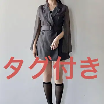 NOMAE 노마에 슬릿 슬리브 테일러드 원피스 그레이 원피스