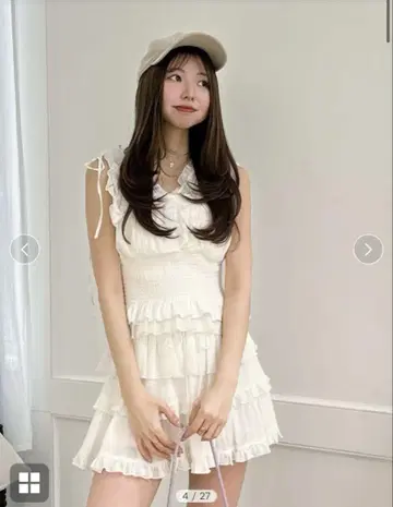 셔링 프릴 블라우스 snidel white