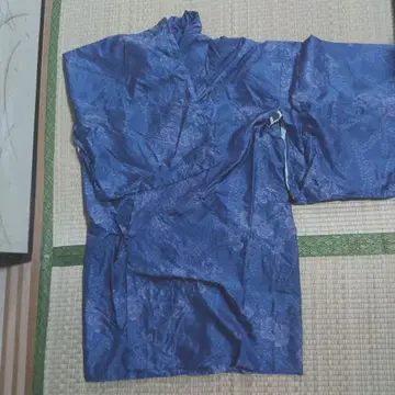 오시마 명주 진베이처럼 입을 수 있는 기모노 보라색 꽃무늬