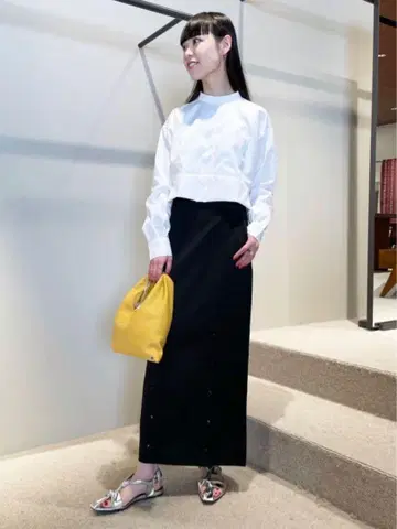 BACCA 코튼 피케 브로드 볼륨 슬리브 블라우스