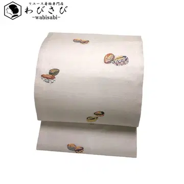 나고야 오비 교코바나 콧포리 게다 꽃무늬 금실 옅은 벚꽃색 O-4838