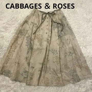 일본제 CABBAGES & ROSES 린넨 100% 꽃무늬 워셔블 플레어