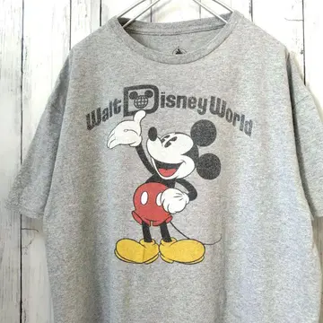 Disney 디즈니월드 미키 프린트 티셔츠 그레이 L 구제 의류