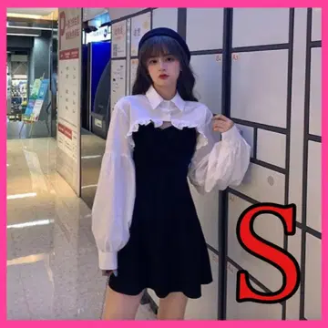 인기 새상품 S 한국 인플루언서 미니 상의 원피스 로리 지뢰계