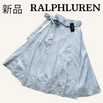 새상품 POLO RALPH 랄프 로렌 랩 스커트 스트라이프 S 린넨