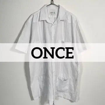 90s ONCE GUAYABERA SHIRT 반팔 쿠바 셔츠 화이트