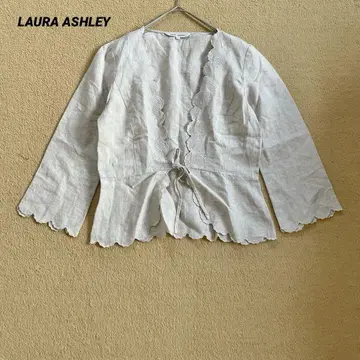 LAURA ASHLEY 가디건 겉옷 꽃무늬 자수 린넨