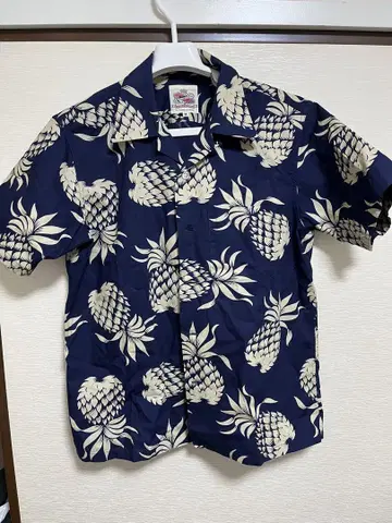 KAHANAMOKU 파인애플 패턴 알로하 셔츠 M