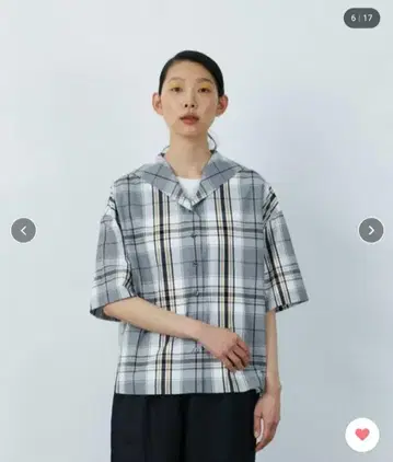 LOISIR 세일러 카라 블라우스 체크 M