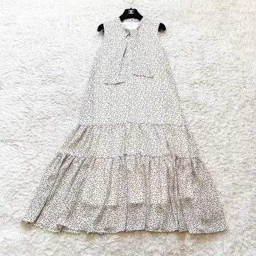 극미품 23ss 아나이 미니 도트 티어드 보우타이 원피스