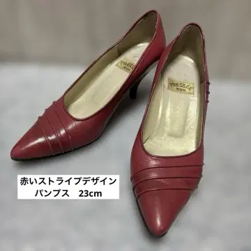 빨간색 스트라이프 디자인 펌프스 23cm