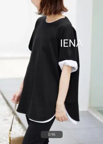 [ 2024ss ] SLOBE IENA 라운드 헴 티셔츠 블랙