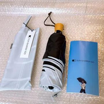 SUN BARRIER 100 접이식 우산 55cm 체크 화이트 3단 접이