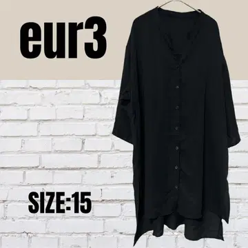 새상품급 eur3 블랙 버튼 셔츠 롱 기장 사이즈 15 빅 사이즈