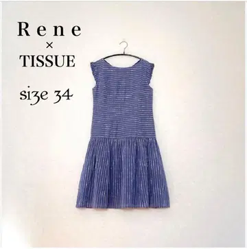 미품 근년 Rene TISSUE 사 실크 혼방 자수 원피스