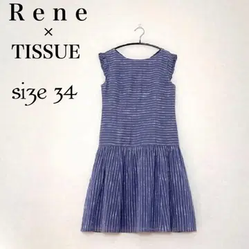 미품 근년 Rene TISSUE 사 실크 혼방 자수 원피스