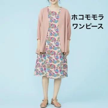 호코모모라 Abrazar 프린트 원피스 슬리브리스 레트로 여름