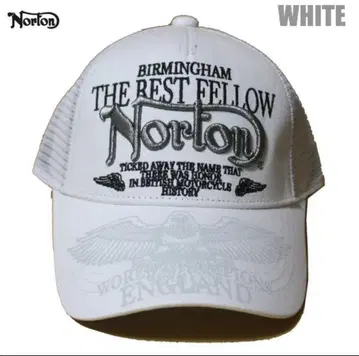 Norton 메쉬 캡 화이트 라메 자수 이글 Norton 바이크