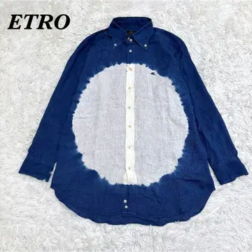 ETRO 네이비 나염 린넨 셔츠 40 L 블루