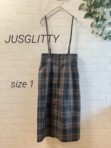 [JUSGLITTY] 체크 무늬 서스펜더 타이트 스커트