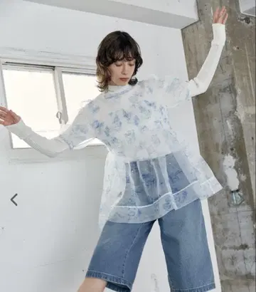 POPPY TOILEDEJOUY ORGANDY SHIRRING TUNIC