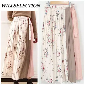 WILLSELECTION 윌 컬렉션 플라워 플리츠 롱 스커트