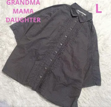 GRANDMA MAMA DAUGHTER 블랙 화이트 깅엄 체크 핀턱
