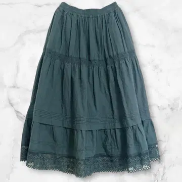 사만사 모스모스 롱 플레어 스커트 코튼 레이스 허리밴딩 넉넉한핏